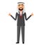 Glad arab iran business man showing thumb up vector flat cartoon