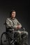 Glad disabled military man thinking about his future