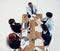 Glad to have you join us today. businesspeople shaking hands during a meeting in an office.