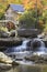 Glade Creek Grist Mil and autumn reflections and water fall in Babcock State Park, WV