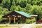 Glade of Narzan. Wooden building in the forest