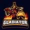 Gladiator mascot hold the shield