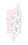 Gladiolus flower drawing of black outlines in a simple graphic style on a pink and white background