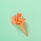 Gladiolus flower ice cream waffle cone flat lay