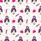 Glam girl sketch beauty seamless pattern.