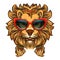 Glam lion with red sunglasses