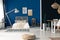 Glamor blue open bedroom