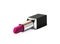 Glamor pink lipstick isolated on white background.