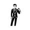 Glamorous 1960s Inspired Minimalist Cartoon Image Of A Man In A Suit