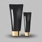 Glamorous Black facial and eye cream jars on the transparent background. Mock-up 3D Realistic Vector illustration