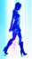 Glamorous Blue Vintage Fashion Ankle Boot Silhouettes in Modern Poster Art.