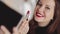 Glamorous evening makeup idea, face portrait of a woman with red lipstick makeup, female beauty vlogger, french chic