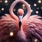 A glamorous flamingo in a sparkling evening gown, dancing under the stars5