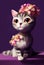 Glamorous Floral Tabby Cat