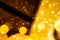 Glamorous gold shiny glow and glitter, luxury holiday background