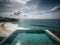 A glamorous infinity pool overlooking a picturesque beach created with Generative AI