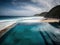 A glamorous infinity pool overlooking a picturesque beach created with Generative AI