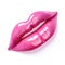 Glamorous Shine: Plump Lips with Vibrant Pink Gloss Isolated on White. Generative ai