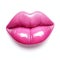 Glamorous Shine: Plump Lips with Vibrant Pink Gloss Isolated on White. Generative ai
