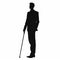 Glamorous Silhouette Drawing Of A Man With Cane - Elegant Realism