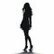 Glamorous Silhouette Of Woman: High Detail, Low Resolution, Black And White