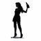 Glamorous Silhouette Of Woman Holding Beer Bottle - Edgy And Exaggerated Proportions