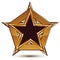 Glamorous vector template with pentagonal black star, golden