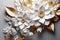 Glamorous White and Golden 3D Render Abstract Paper Flower Background, AI Generated