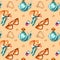 Glamour collection watercolor seamless pattern on beige background.