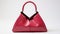 Glamour Curve Rose Red Leather Tote Handbag With Gold Hardware