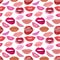 Glamour lips pattern with different lipstick colors