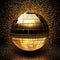 Glamour Unleashed: Shimmering Gold Disco Ball on a Dark Golden Canvas
