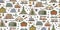 Glamping Adventures: Vector Illustration Collection for Outdoor Luxury Camping. Seamless pattern
