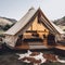glamping luxury tents outdoor relaxation high contrast one generative AI
