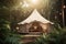 Glamping tent jungle. Generate Ai