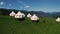 Glamping tents in the mountains. Wild mountain resort. Tents in the mountains.