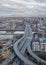 Glasgow, UK, January 14th 024, Aerial view of the Kingston Bridge over the River Clyde and M8, M74 Motorway