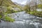 Glaslyn river running through Beddgelert in the heart of Smowdonia National Park in Gwynedd, Wales, UK