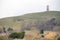 Glasonbury Tor with the ruins of St Michael`s Church