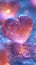 Glass 3D Realistic Heart Shape. Valentine's Day Creative 3D Background.