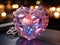 Glass 3D Realistic Heart Shape. Valentine's Day Creative 3D Background.