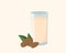 Glass of almond milk icon vector illustration