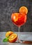 Glass of aperol spritz cocktail