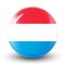 Glass ball with flag of Luxembourg. Round sphere, template icon. Luxembourgish national symbol.