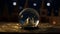 A glass ball with a miniature of Beautiful mosque and starry sky with milky way