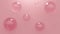 Glass balls levitate on a pink background. Abstract loop animation
