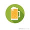 Glass of beer flat design long shadow color vector icon