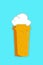 Glass of beer full of beer and foam - logo icon - flat design