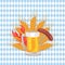 Glass of Beer with Grilled Sausage on Folk Vector