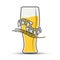 Glass of beer with the inscription BEST BEER and a spike for stickers, banners, logos, stickers and design. Color vector